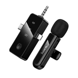 Hoco L20B Wireless Lavalier Microphone – 2.4 GHz Wireless Mic with Universal 3‑in‑1 Receiver (Lightning, USB‑C & 3.5 mm), Noise Reduction, Long Range