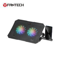 FANTECH NC21 – Cooling Pad with Large Dual Fans, 8-Level Adjustable Stand, Phone Holder, and RGB Lighting