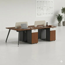Valencia VL XR-D241222 4-Seat Workstation with 25mm Thick Desktop and Painted Steel Legs, 2400×1200×750 mm