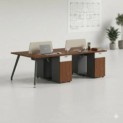 Valencia VL XR-D241222 4-Seat Workstation with 25mm Thick Desktop and Painted Steel Legs, 2400×1200×750 mm