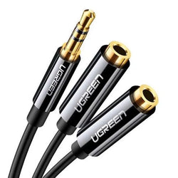 UGREEN 3.5mm Audio Cable Splitter – Male to 2 Female, Braided, Connects Two Headphones Simultaneously -10532