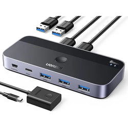 UGREEN 2-In-4-Out USB 3.0 Switch Box – 2 PCs Share 4 Devices (3 x USB-A 3.0 + 1 x USB-C) -15705