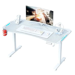 AY Ergonomic Electric Height Adjustable RGB Gaming Sit Stand Desk 140cm White