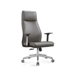 Valencia VL HS-106 (110) Mid-Back Chair with Solid Wood Frame, High-Density Foam, Fixed T-Shape Armrests, Metal Legs & Leather, 640×620×1160 mm