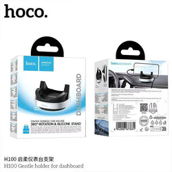 Hoco H100 Car Phone Holder – Universal Mount for Dashboard/Center Console, 360° Rotation, Soft Silicone Base, Secure Grip