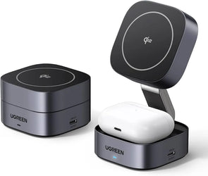 UGREEN 2-in-1 Magnetic Wireless Charger for iPhone + AirPods, MagFlow Qi2 Magnetic Foldable Charging Station -35316