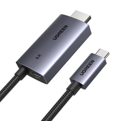 UGREEN 2-in-1 Display + Charging: USB-C Male to HDMI Male Braided Cable with Additional USB-C PD Port -55330
