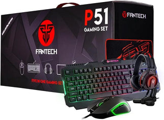 Fantech P51 Gaming Set 5‑in‑1 – Keyboard + Mouse + Mousepad + Headset + Headset Stand, RGB Lighting, Essential Gaming Bundle