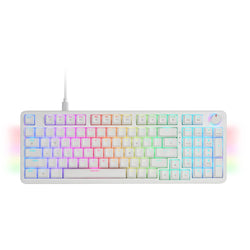 Mars Gaming MKPROWYUS – Mechanical Keyboard – Full-Size Hot-Swappable – RGB – QuietCore Silent Yellow Switches – White