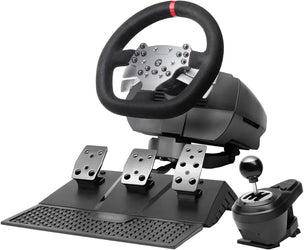 Mars Gaming MWHRSX – Racing Wheel – Force Feedback – Dual Motor 3.2Nm – Triple Pedal – H-Pattern Shifter – 14 Buttons