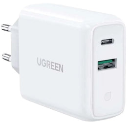 UGREEN 38W Dual-Port USB-A + USB-C Smart & Fast Charger for Phones, Tablets & iPads -60468