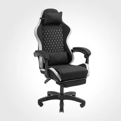 Mars Gaming MGCXFGRW – Total Comfort High Performance Ergonomic Gaming Chair – Breathable Fabric – Racing Style – Black & White