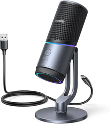 UGREEN USB Microphone – RGB Lights, Mute Button, 24bit/96kHz, Cardioid Polar Pattern, Volume Control, for Streaming, Gaming, Podcasting & Recording -35629