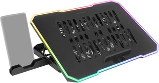 Mars Gaming MNBC6 – ARGB Notebook Cooler & Stand – 3 Fans – Phone Holder – Up to 19