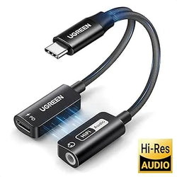 UGREEN 2-in-1 USB-C to 3.5mm Headphone & USB-C Charging Port for iPhones, Switch 2, Samsung Galaxy, iPad Pro/Air, Pixel 9/10, MacBook, Steam Deck, Laptops & Tablets -25837