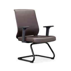 Valencia VL DZY-WD620 (320) Visitor Chair with PU (Artificial Leather) Back & Seat, Adjustable T-Shape Armrests & Black Painted Steel Legs, 630×600×1000 mm