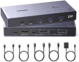 UGREEN 8K 2-Ports HDMI KVM Switch Box – Control 2 PCs Sharing Single Monitor and 3 USB-A 3.0 Ports (5Gbps) + 1 USB-C Data Port -25961