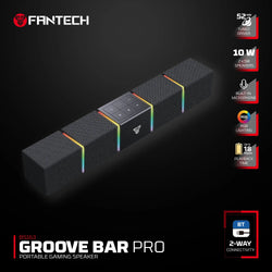 FANTECH BS163 GROOVE BAR PRO – Dual Mode (Wired & Bluetooth) RGB Gaming Speaker, 10W + Built‑in Microphone