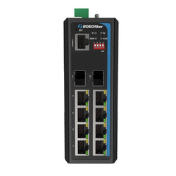 RoboFiber Industrial Gigabit Fiber POE Switch 8x RJ45 + 2x SFP ports