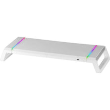 Mars Gaming MGSONEW – Premium Gaming Monitor Stand – RGB – 3 Positions – USB 2.0 – Drawer & Smartphone Stand – White