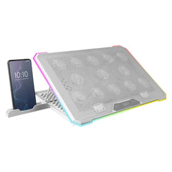 Mars Gaming MNBC13W – ARGB Notebook Cooler & Stand – 13 Fans – LCD Control Screen – Phone Holder – Up to 17