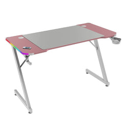 Mars Gaming MGDX120RGBP – ARGB Gaming Desk with Remote Control – 120×60×75 cm – XXL Mouse Pad – Headset & Drink Holders – Pink