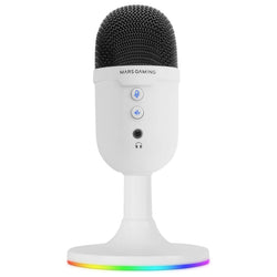Mars Gaming MMICCXW – Compact ENC Noise Cancelling USB Microphone – Cardioid – 3.5mm Headphone Jack – White
