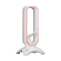 Mars Gaming MHHPROW – 3-in-1 RGB Headset Holder + Mouse Bungee + USB Hub – White