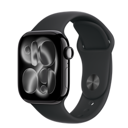 Apple Watch Series 11 [GPS 42mm] – Jet Black Aluminum Case with Black Sport Band – S/M