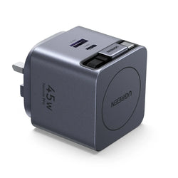 UGREEN 45W GaN USB‑C Charger, 3‑Port Fast Adapter with Retractable USB‑C Cable, GaN Technology & Advanced Safety Protection -65822