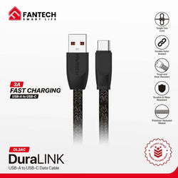 Fantech DuraLink DL3AC Braided USB-A to USB-C Cable – 1M, Durable & Fast Charging