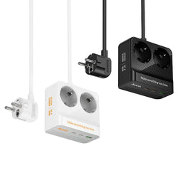 Hoco AC27 Multifunctional Safe Socket – Power Strip with Dual AC Outlets and Fast USB Charging Ports