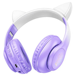 HOCO W42 Wireless Bluetooth 5.3 Over-Ear Headphones with LED Cat Ear Design, AUX & TF Card Support