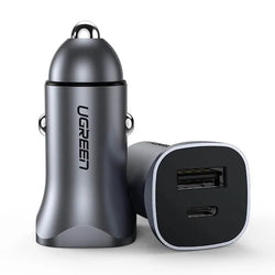 UGREEN (PD 30W + SCP 22.5W USB-C / USB-A) Dual Port Fast Car Charger for Phones, Tablets & iPads -40858