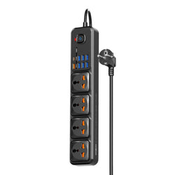 MOXOM MX-ST16 Heavy Duty Fire-Resistant Power Strip Extension with USB-A & USB-C Port, 2500W Max, UK Plug, 2m Cable (ST16)