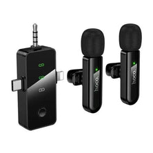 Hoco L20C 3‑in‑1 Dual Wireless Lavalier Microphone – Universal Connectors (Lightning / Type‑C / 3.5 mm), Noise‑Cancelling Dual Mics, Plug & Play