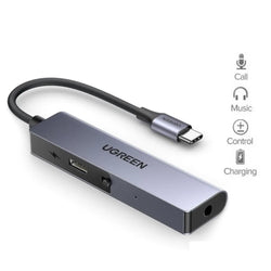 UGREEN USB-C to 3.5mm Headphone & USB-C Charging Port, Built-In Microphone -90518
