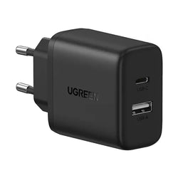 UGREEN 20W Dual-Port USB-A + USB-C Smart & Fast Charger for Phones, Tablets & iPads -45302