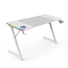 Mars Gaming MGDX140RGBW – ARGB Gaming Desk with Remote Control – 140×60×75 cm – XXL Mouse Pad – Headset & Drink Holders – White