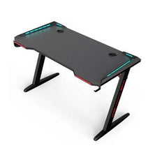 Z8 120cm Gaming Desk with Built-In LED Lights, Headset Holder & Cup Holder – Carbon Fiber RGB Gaming Table with Z-Shaped Steel Frame