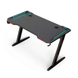 Z8 120cm Gaming Desk with Built-In LED Lights, Headset Holder & Cup Holder – Carbon Fiber RGB Gaming Table with Z-Shaped Steel Frame